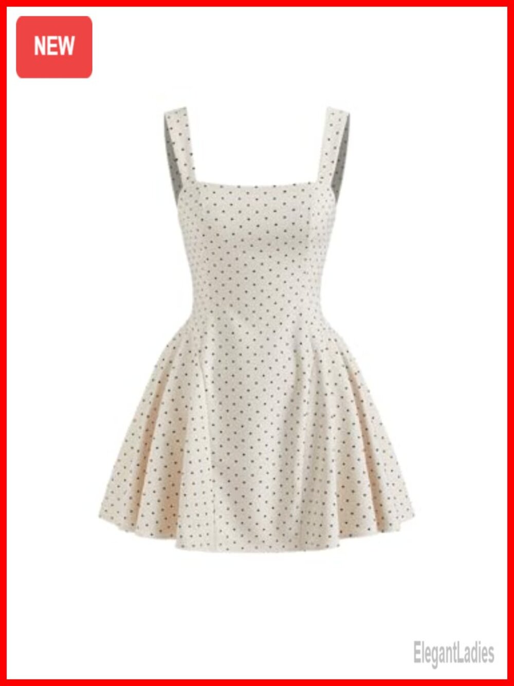 Polka Dot Sleeveless Mini Dress Square Neck Summer Date Night